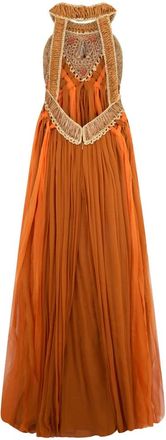 Alberta Ferretti Lange Jurk - Dames - Avondkleed - Oranje - M - Kleedjes