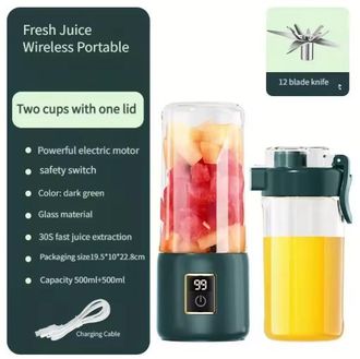 OEM Mini Exprimidor El&eacute;ctrico Port&aacute;til Multifuncional De 500 Ml, Recargable Por Usb, Para Frutas Y Verduras - Verde Oliva