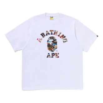 A Bathing Ape Hybrid Camo College Relaxed Fit T-Shirt White 0ZXTEM319101RWHX