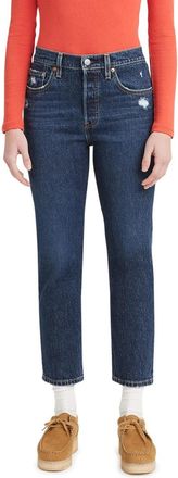Levi's 501 Jeans Women Blue Denim Wash Cropped Straight Leg KFC1184