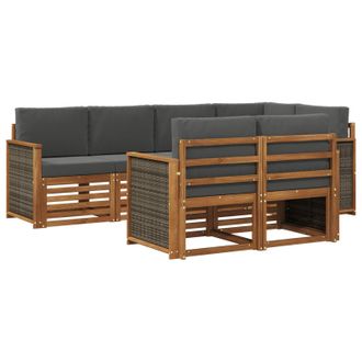 vidaXL Conjunto De Sof&aacute; Seccional Con Coj&iacute;n 6 Pcs Natural Y Antracita Vidaxl