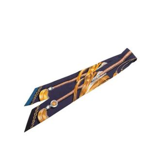 Herm&egrave;s Pre-owned Scarves, female, Blue, Size: ONE SIZE Pre-owned Cavalcades Twilly Scarf