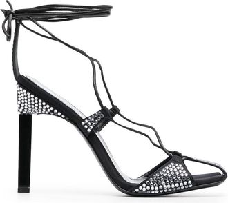 The Attico Adele 105mm crystal-embellished sandals - women - Fabric/Calf Leather/Calf Leather/Fabric/Calf Leather - 39 - Black