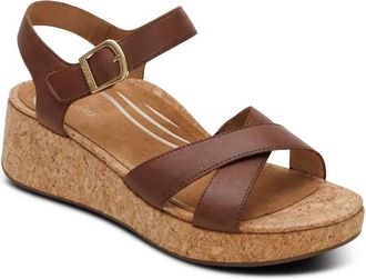 Aetrex Womens Flora Adjustable Quarter Strap Wedge In Brown