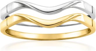 Ross-Simons Italian 10kt 2-Tone Gold Jewelry Set: 2 Wave Rings