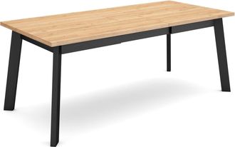 Skraut Home Skraut Home - Mesa Comedor, Mesa Fija Cocina Y Sal&oacute;n, 200, Para 10 Comensales, Patas De Madera, Estilo Moderno, Roble Y Negro
