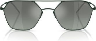Armani 54mm Square Sunglasses in Green /Green Mirror Silver at Nordstrom