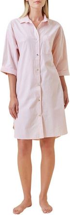Papinelle Sleepwear French Stripe Cotton Nightshirt in Pink at Nordstrom, Size X-Large