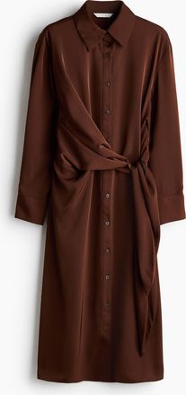 H&M Blusenkleid mit Bindedetail - Rostbraun
