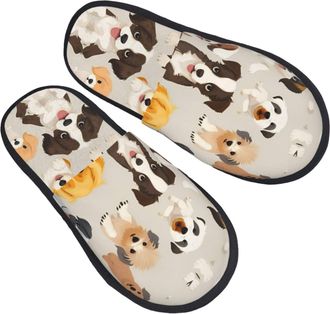 Generic Fluffy Slippers Dog Breed Printing Fuzzy Slippers Soft Non Slip Slides For Indoor Bedroom Guest M