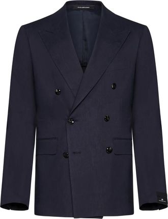 Tagliatore Double-Breasted Blazer - Heren - Blazers - Blauw - 2XL - Wol - Jassen