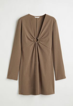 H&M Kleid mit V-Ausschnitt - Beige