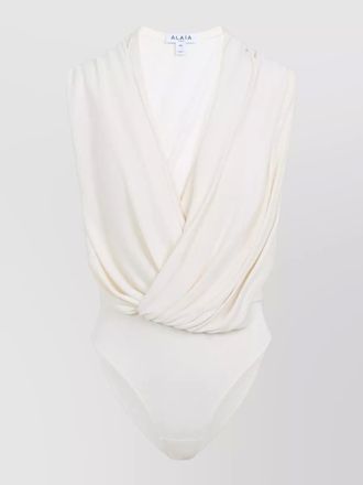 Alaia hooded lingerie bodysuit draped design sleeveless