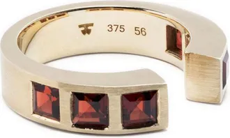 Tom Wood Gold-Tone Gate Square Garnet Ring - Unisex - Metal (Other)