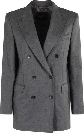 Seventy Double-Breasted Gray Blazer With Tailored Silhouette