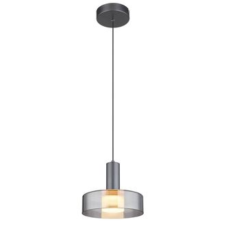 Netlighting Grant Pendant Ceiling Light Grey Matt Smoke Glass Shade LED 3000K
