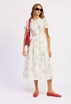 En Saison Bartlet Midi Dress In White/yellow/blue