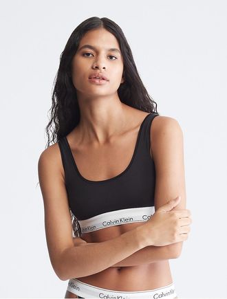 Calvin Klein Womens Icon Cotton Modal U-Back Bralette - Black - XS