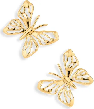 Oscar De La Renta Openwork Butterfly Earrings in Gold at Nordstrom