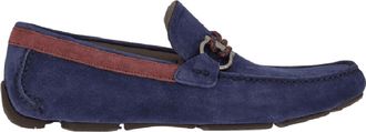 Ferragamo Mens Gancini Driver Moccasins In Marine Blue