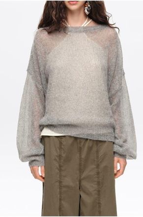 Bimba & Lola Mohair boat neck sweater in Melange Grey at Nordstrom, Size X-Small