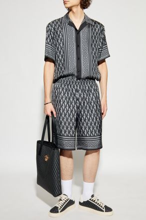 Versace Silk Short-sleeve Shirt, Mens, Grey