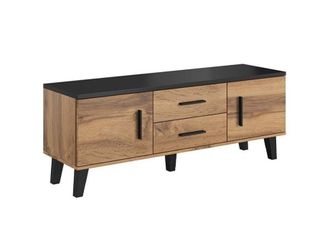 Mirjan24 Mobilier1 - Mueble Tv Larfloi 103, Roble Wotan + Negro, N&uacute;mero De Puertas: 0, N&uacute;mero De Cajones: 0, 140x53x40cm