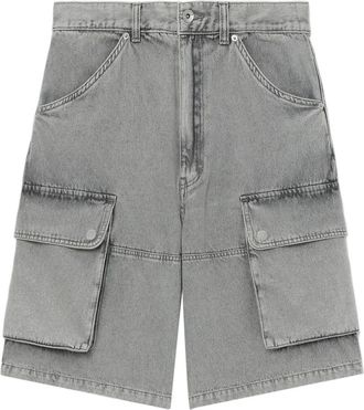 Five CM wide-leg cargo denim shorts - men - Cotton/Cellulose Acetate - 30 - Grey