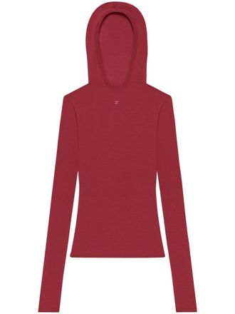 Courrèges hooded knitted top - women - Wool - S - Red