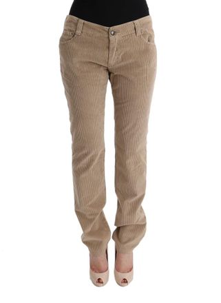 Ermanno Scervino Beige Cotton Velvet Regular Fit Womens Pants