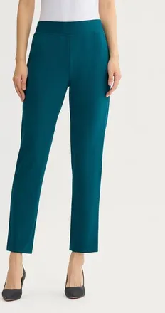 Ming Wang Stretch Deco Crepe Straight Leg Pants in Deep Teal at Nordstrom, Size X-Large