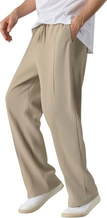 Generic 2025 Trousers Mens Casual Linen Pants Comfortable Breathable Lightweight Relaxed Fit Solid Color Summer Trousers with Pockets for Outdoor Travel (Khak