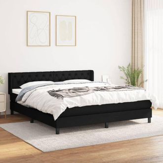 vidaXL Vidaxl - Cama Box Spring Con Colch&oacute;n Tela Negro 160x200 Cm