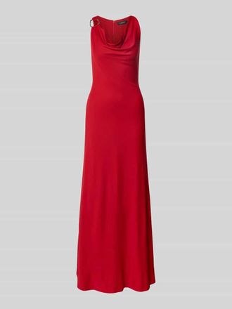 Lauren Ralph Lauren Abendkleid mit Wasserfall-Ausschnitt Modell ELKANAH in Rot, Gr&ouml;&szlig;e 40