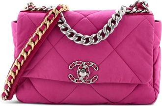 Chanel 19 Flap Bag Quilted Canvas Medium shoulder bag - Paars