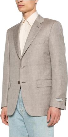 Canali Textured Blazer - Heren - Blazers - Bruin - 3XL - Wol - Jassen