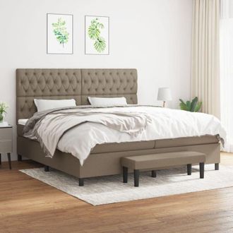 vidaXL Vidaxl - Cama Box Spring Con Colch&oacute;n Tela Gris Taupe 200x200 Cm