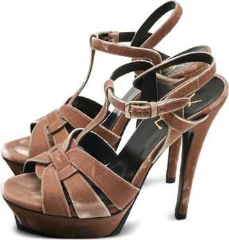 Saint Laurent Sandali con cinturino alla caviglia - Marrone