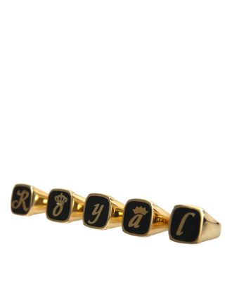 Dolce & Gabbana Gouden Messing ROYAL Emaille Set van 5 Ringen