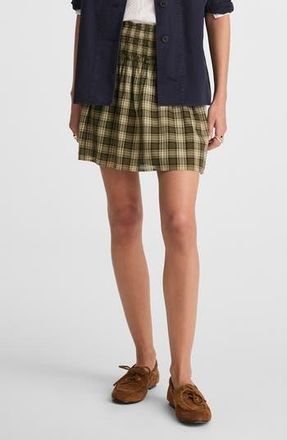Madewell Smocked Waist Plaid Miniskirt in Faded Ivy at Nordstrom Rack, Size X-Small