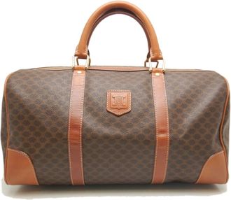 Celine Brown Coated Canvas Boston Bag (Pre-Owned)