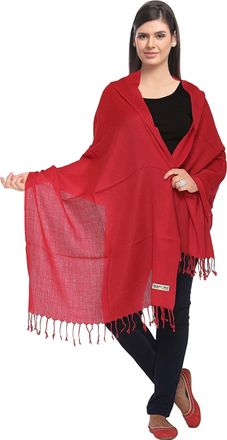 World of Shawls Exclusive 100% Kashmiri Fine Wool Pashmina Shawl Wrap Scarf (Strawberry Red)