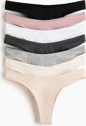H&M 7er-Pack Baumwollslips Brazilian - Beige