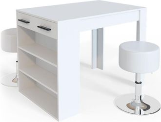 Vicco Set De Mesa De Bar Repose, Blanco, 67 X 100 Cm Con 2 Taburetes Vicco