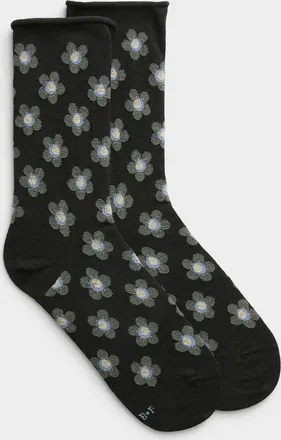 Bleuforêt Womens Fine shimmery flower socks