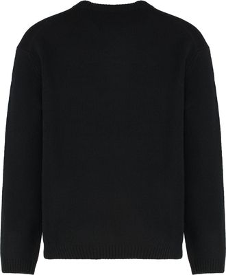 Maison Kitsun&eacute; Mens Wool Sweater With Round Neck Black Sweatshirts
