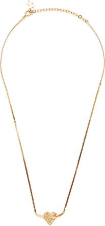 Dior gold-plated heart-pendant necklace - women - Rhinestone/Gold Plated - One Size