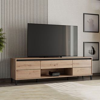 Dmora Mueble Para Tv Celico, Un Caj&oacute;n, Un Estante, 2 Puertas, 183x40x52h Cm Marr&oacute;n Roble Nodoso