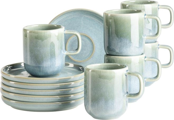Mäser Serie Cordelia, Espressotassen Set für 6 Personen aus hochwertigem Steinzeug, 12-teiliges Kaffeeservice bestehend aus 6 Espressotassen und 6 Espressou ab 66,76 €
