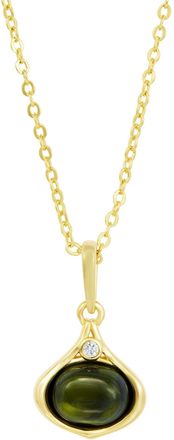 Savvy Cie Jewels GOLD PLATED OVER BRASS WHITE CZ ROUND PENDANT